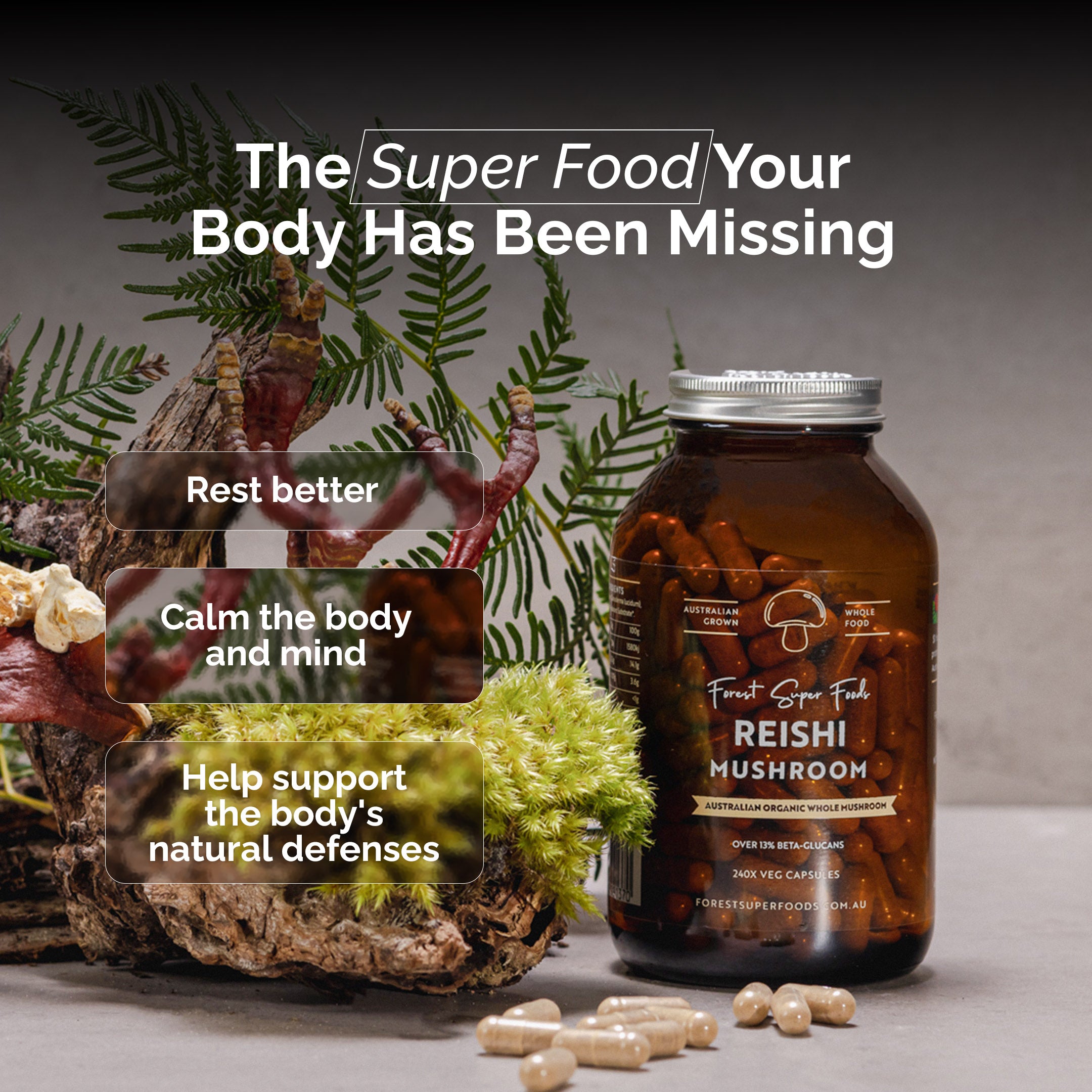 Australian Grown Reishi Mushroom Capsules